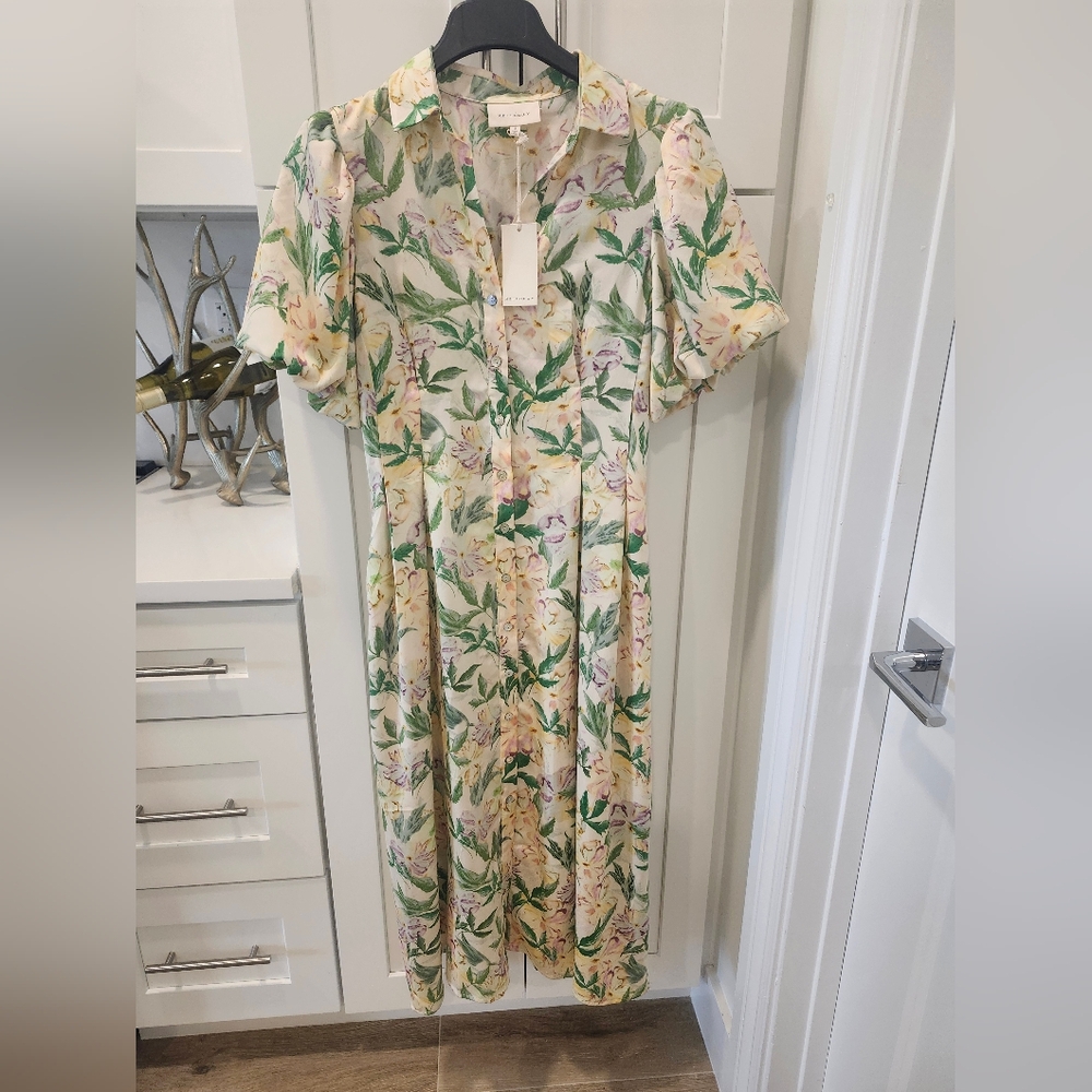 MELLODAY Pocketed Puff Sleeved Midi Dress